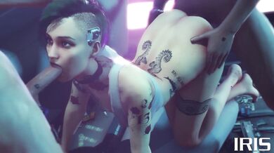 - Judy Alvarez Gets Spitroasted by Iris in NSFW Scene