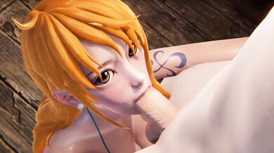The Sexy Maiden Nami Gives Head on a Ship's Deck, Beneath the Starry Sky.