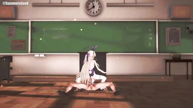 Sexy Hentai Dancing with Asuma Toki's Blue Archives in Purple Clothes and Playboy Bunny Style!