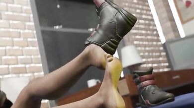 Jessica's Private Footjob with Panama and Palmer on her Closed Door