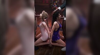 Tifa and Aerith's Black Suck-Off Battle with Pewposterous Results