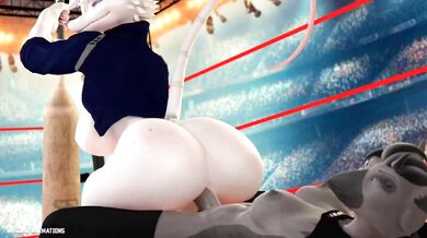 Reverse Cowgirl Ridden by White Furry Thing