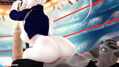 Reverse Cowgirl Ridden by White Furry Thing