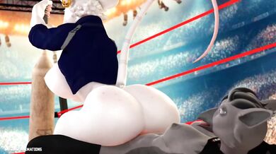 Reverse Cowgirl Ridden by White Furry Thing