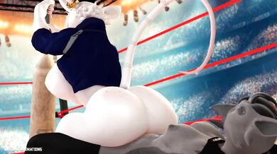 Reverse Cowgirl Ridden by White Furry Thing