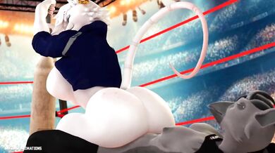 Reverse Cowgirl Ridden by White Furry Thing