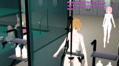 In the steamy shower, the latex-clad lovers engage in hot and wet sex.