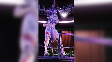 One Tattooed Lady and a Sexy Stripper Have Fun With a Pole.