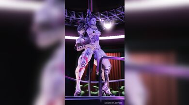 One Tattooed Lady and a Sexy Stripper Have Fun With a Pole.