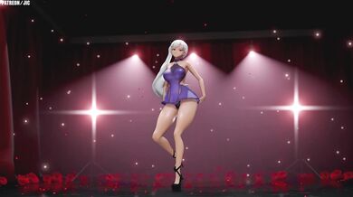 Weiss's Nude Striptease: Snapping with Her Ruby Red Pussy