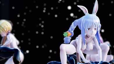 Nude Orgy with Aqua, Mel and Pekora: A Naughty Delight!