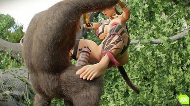 Jungle Love - Chimps Gangbang the Primitive Princess