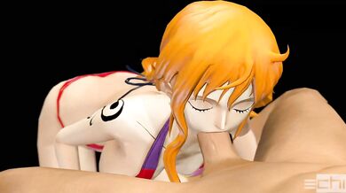 In the morning, Nami sucks your wood, and it feels so good.