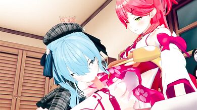 Hentai Holo Live Action with Sakura Miko and Suisei Hoshimachi