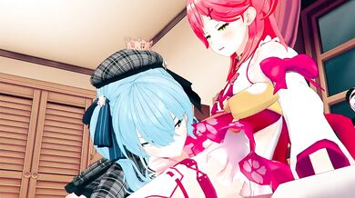 Hentai Holo Live Action with Sakura Miko and Suisei Hoshimachi