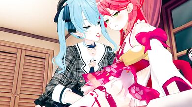 Hentai Holo Live Action with Sakura Miko and Suisei Hoshimachi