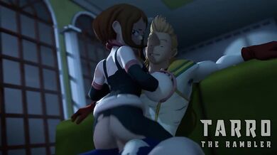 'Two-Way Lesbian Love Making on the Wrestling Mat Between Ochako and Uraraka Ends with Mirio's Cum Shot All Over Their Faces'