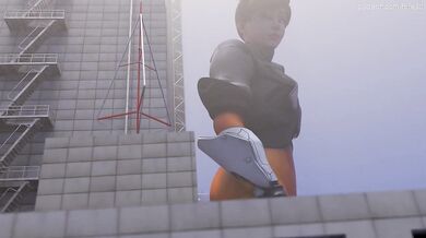 Massive Female Tracer Ravages Metropolis in Anime Fashion