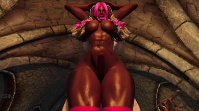 Massive Futanari Viking Plows Tiny Ebony Futanari's Hamstrings
