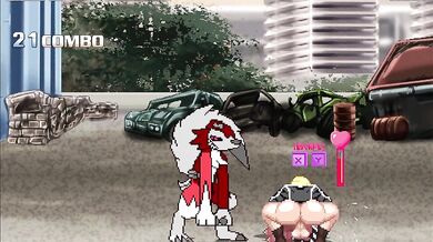 'Demoness of the Orb Hunter X Gets Her Throat Violently Fucked by Two Mighty Dongs and Gets a Deep Doggy Style Knot'