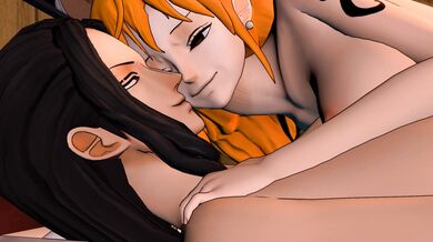 Huge Futa Cock Penetrates Nami and Robin's Anal Cavities [Dominica9sfm][FRENCH-SUB]