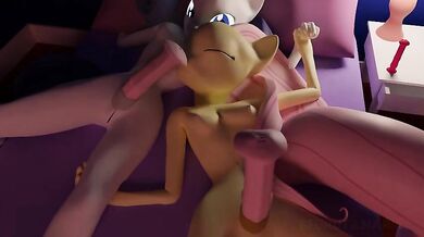 Rare Futanari Rarity and Fluttershy Dick Sniffing