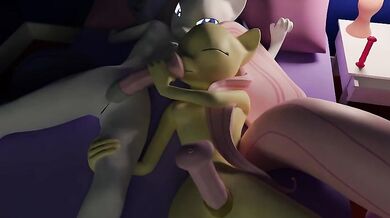 Rare Futanari Rarity and Fluttershy Dick Sniffing