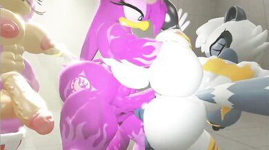 Watch Amy, Wave and Tangle play with their vibrators in this hot lesbian threesome!