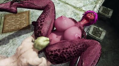 Monstrous MILF with Dragon Tits Gets Pounded and Drenched in Draconic Jizz