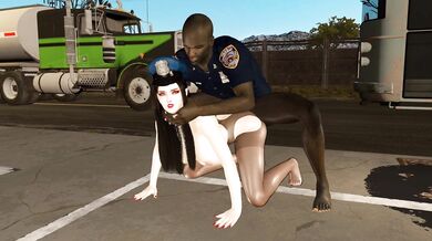 Seductive Medusa Tempts the Police Force into Public Sex with Four Cops