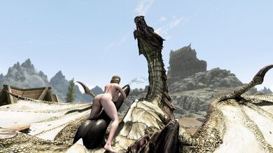 Dragon devours helpless prey in voracious feeding frenzy.