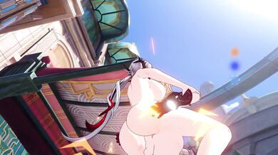 Aerial Dominance: Arlecchino's Airborne Assault on Aether!
