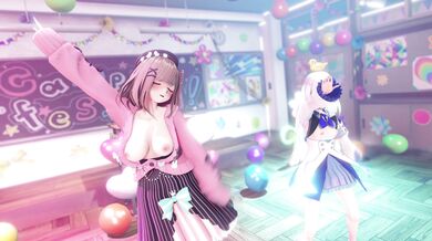 MILF Lulu and Lize Helesta Suzuhara Dancehall Strip Tease Scene from Porn Movie