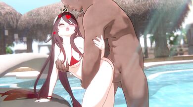 '"Hutao" gets taken by a pool of hungry dicks'