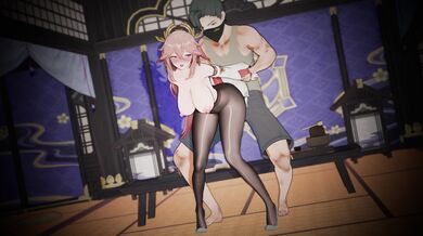 【24MMD】24-3-31 Yae miko: A XXX video featuring a Japanese schoolgirl masturbating while dressed as a shrine maiden.