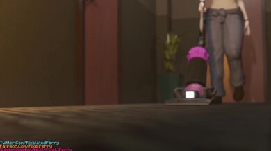 Liz's Routine Part 3 [Pixel Perry]: A depraved MILF, Liz, engages in a filthy masturbation session that includes using a dildo and anal beads.