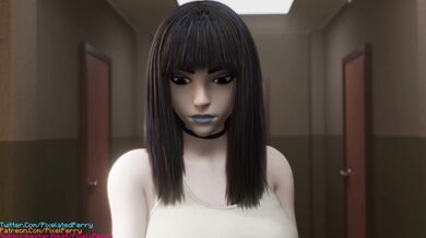 Liz's Routine Part 3 [Pixel Perry]: A depraved MILF, Liz, engages in a filthy masturbation session that includes using a dildo and anal beads.