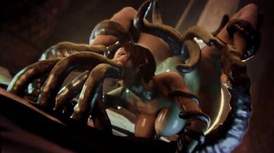 Tentacles Violating Lara Croft in 'Tentacle Show' [Gifdoozer]