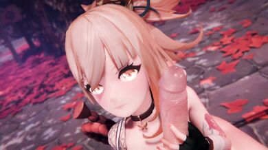 [Sexy Momokos] Yoimiya Gives Lumine a Blowjob