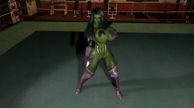 Hardcore She-Hulk Workout with Massive Cumshot Ending