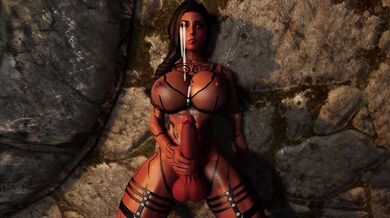 Juicy Futa Busts a Nut with her Huge Dick