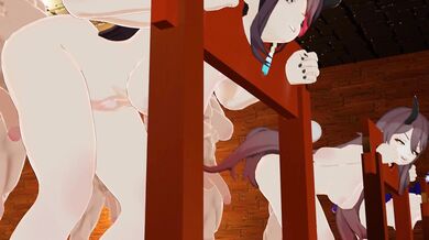 Horny Genshin Demonesses in Gruesome Gangbang Trio