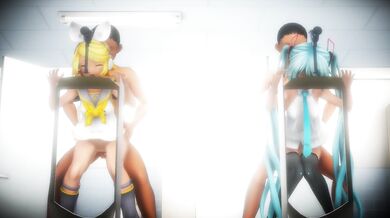 'Bathroom Love Making: Rin and Miku's Steamy Romp in the Stall'