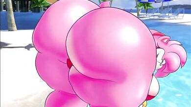 Gaping Amy's Big Booty Gets Dripping Wet in the Swimming Pool [Censored]