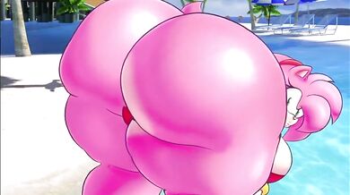 Gaping Amy's Big Booty Gets Dripping Wet in the Swimming Pool [Censored]