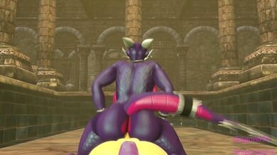 Cynder takes on Spyro's thrusts from behind
