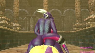 Cynder takes on Spyro's thrusts from behind