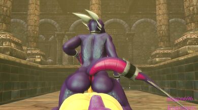 Cynder takes on Spyro's thrusts from behind