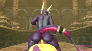 Cynder takes on Spyro's thrusts from behind