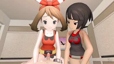 The Hentai Porn Adventures of May and Zinnia Rewritten as a threesome with their lucky guy!